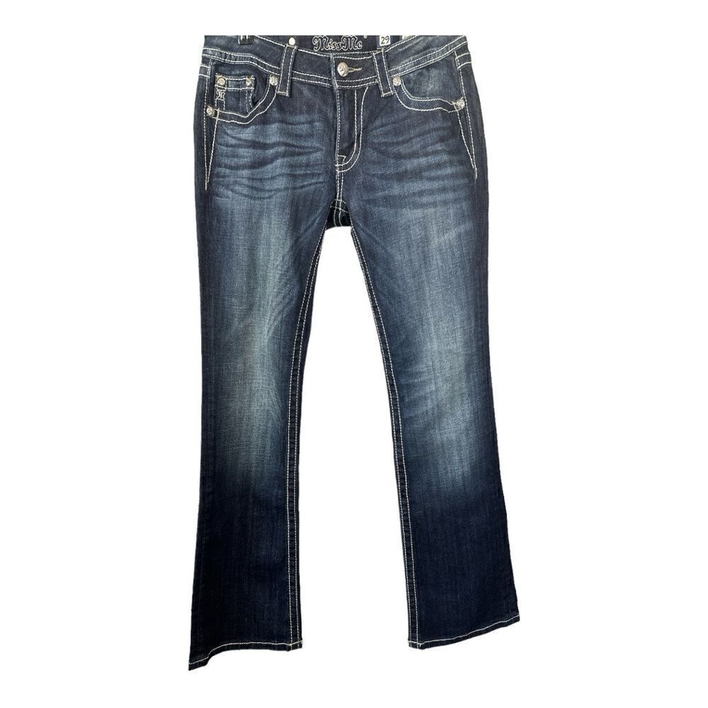 MISS ME Women's Embellished Denim Boot Cut Jeans Blue Size 32